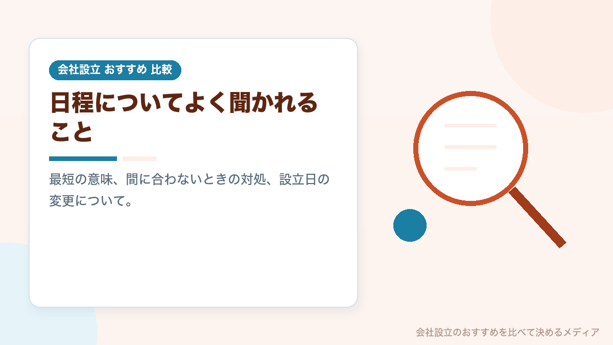 会社設立の日程についてのよくある質問のイラスト