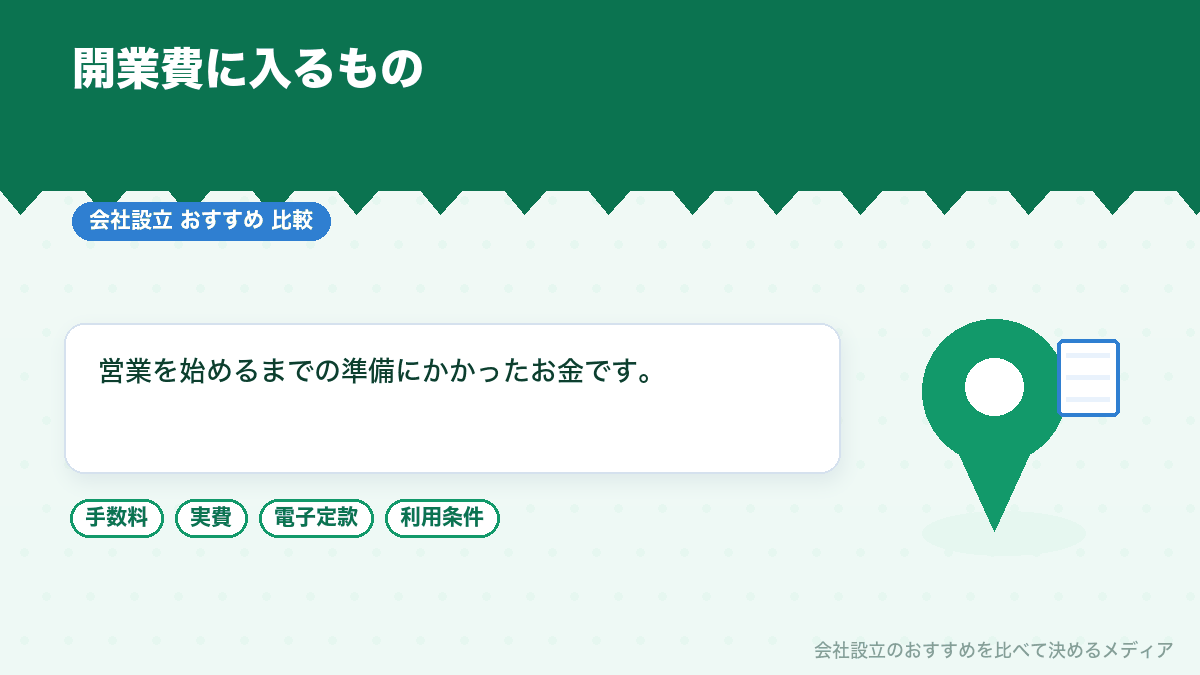 開業費に含まれる費用を示したイラスト