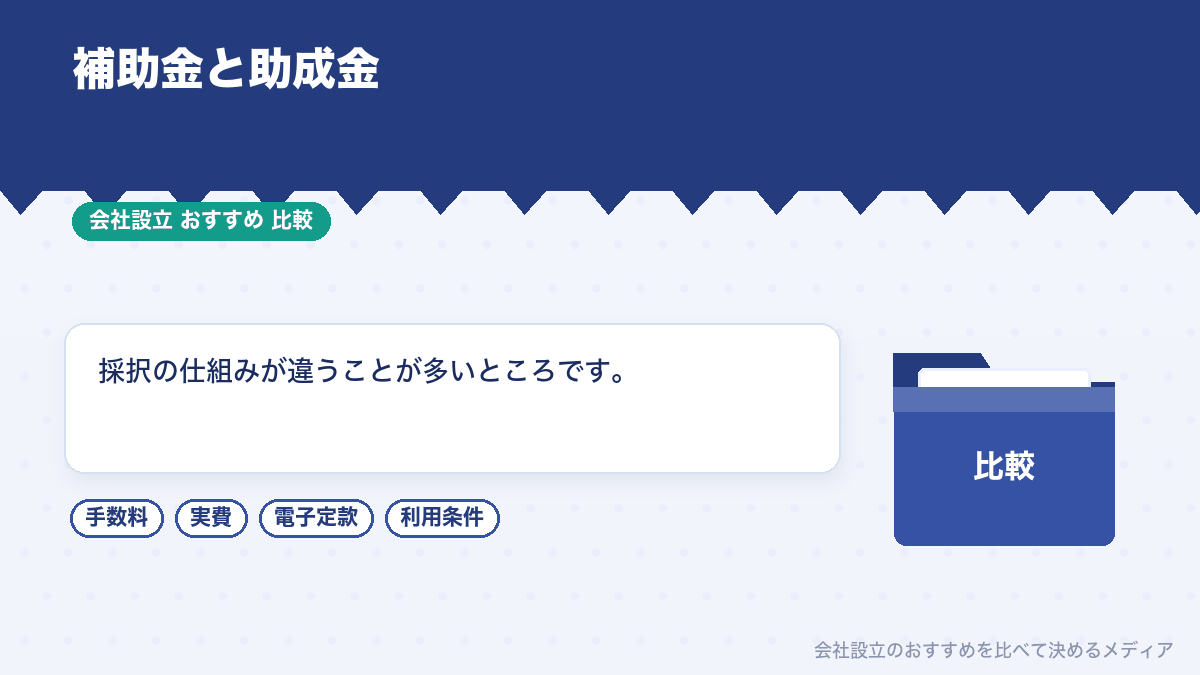 補助金と助成金の違いを示したイラスト