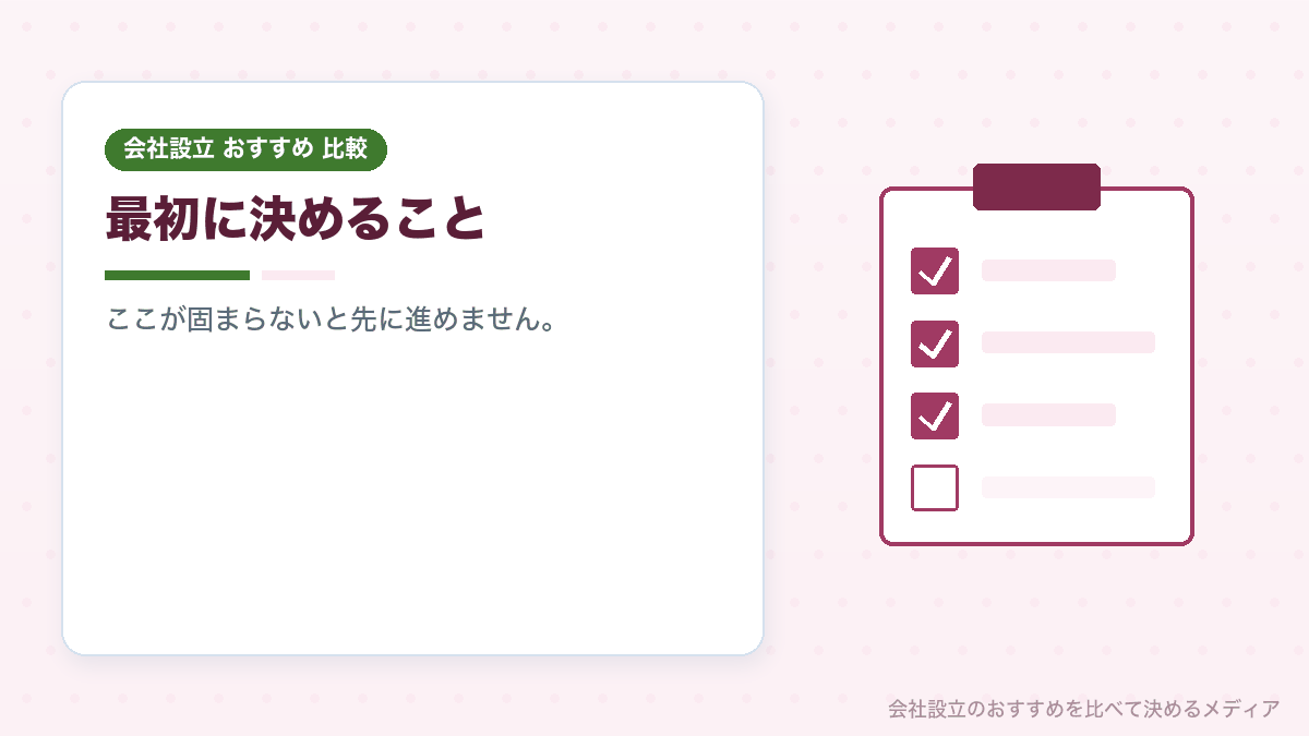 会社の基本事項を決める工程のイラスト