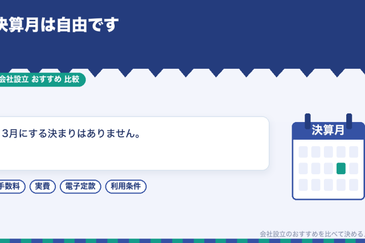 会社設立の決算月はいつにするか｜免税期間・繁忙期・資金繰りの3点で比較するの会社設立おすすめ比較イラスト