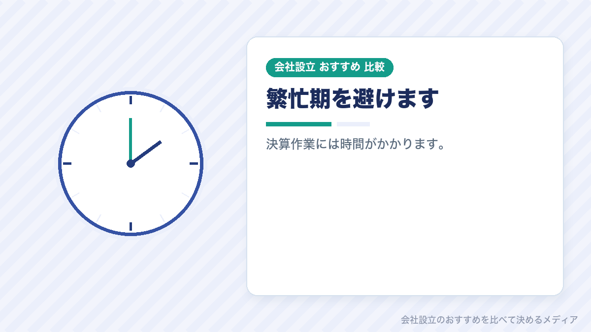 繁忙期と決算月の関係を示したイラスト
