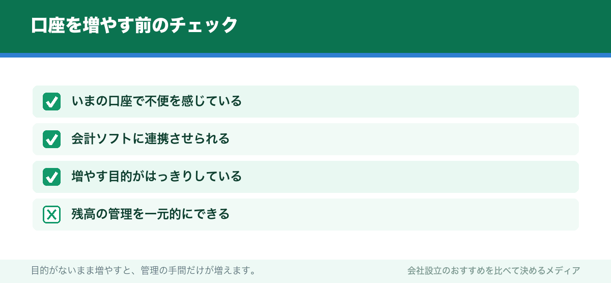 口座を増やす前のチェック