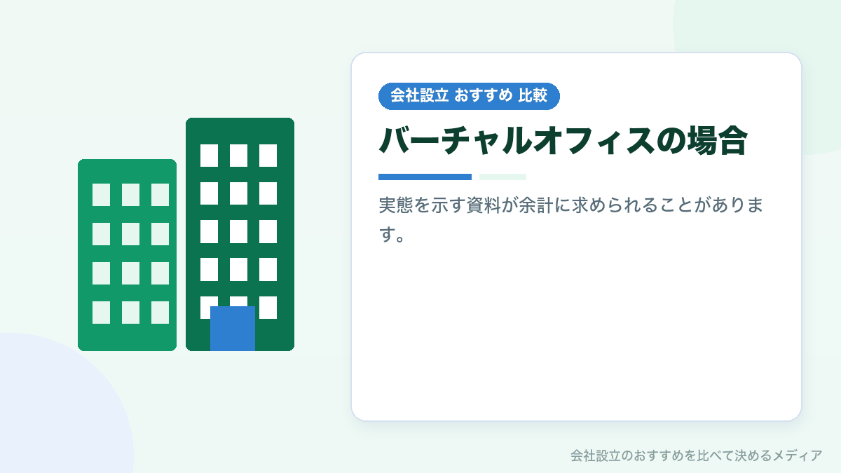バーチャルオフィスと法人口座の関係を示したイラスト