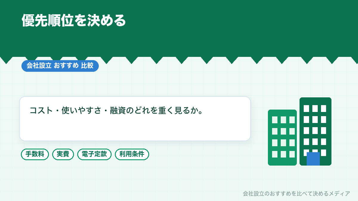 法人口座の選び方のまとめイラスト
