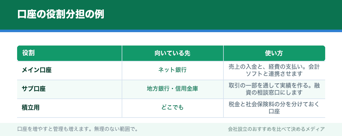 口座の役割分担の例