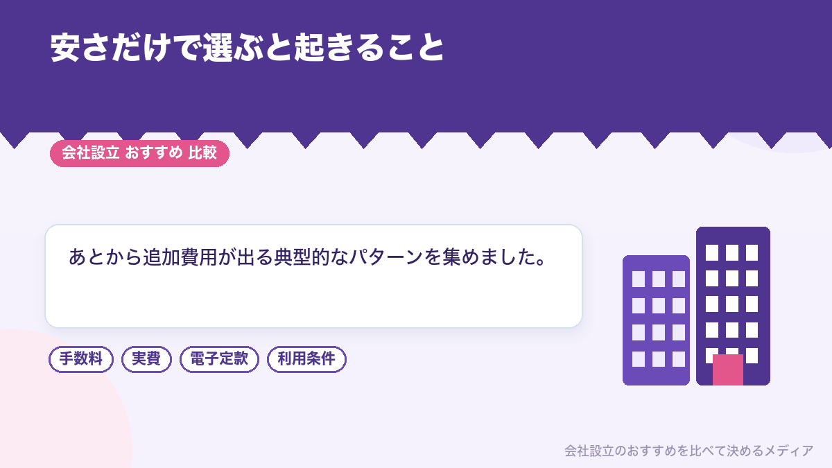 会社設立の費用で失敗しやすい点を示したイラスト