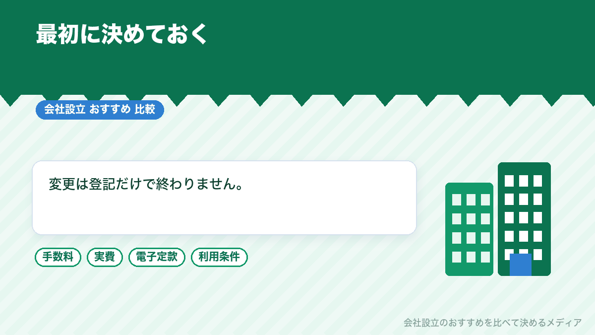 商号と事業目的の変更のまとめイラスト