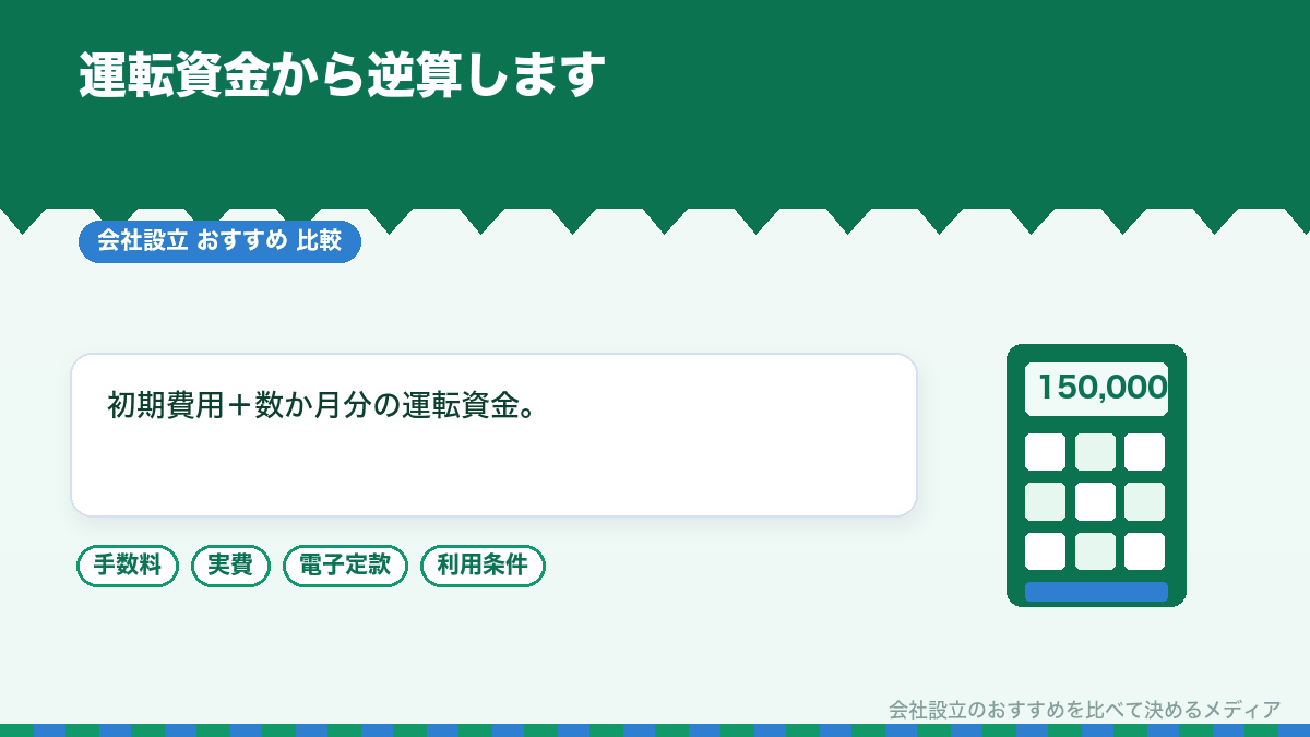 運転資金から資本金を逆算する方法を示したイラスト