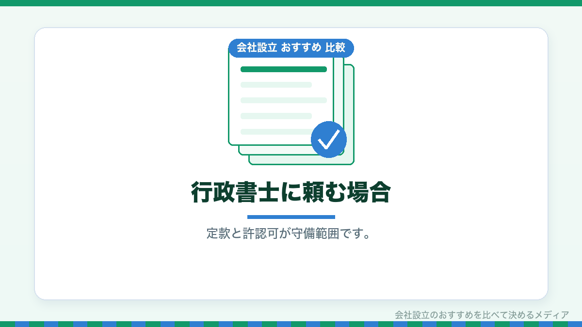 行政書士に会社設立を依頼した場合を示したイラスト