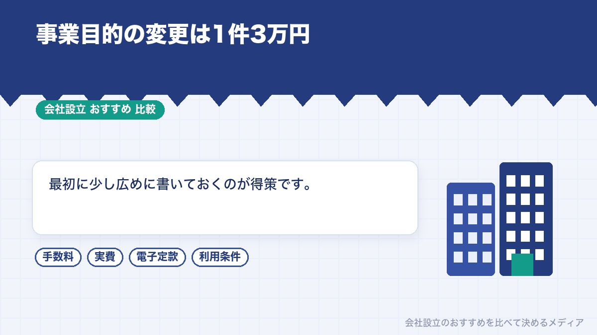 事業目的の変更登記について示したイラスト