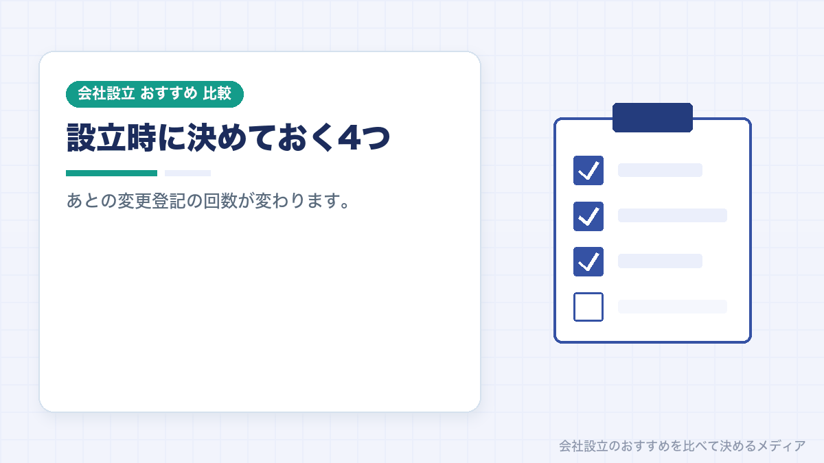 設立時に決めておくべきことを示したイラスト