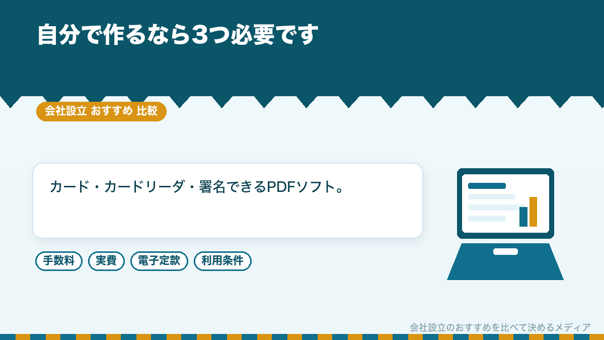 電子定款の作成に必要なものを示したイラスト