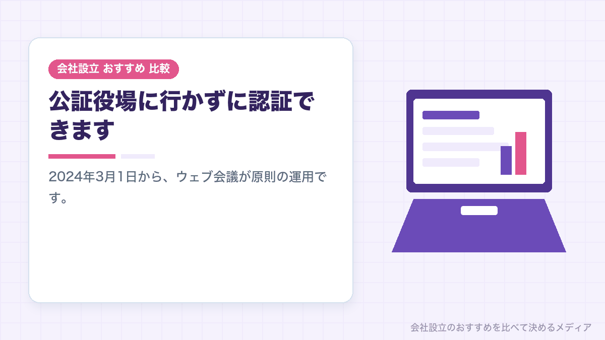 ウェブ会議による定款認証を示したイラスト