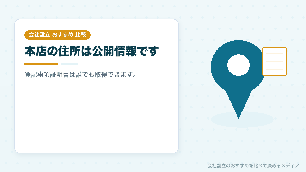 本店の住所が公開されることを示したイラスト