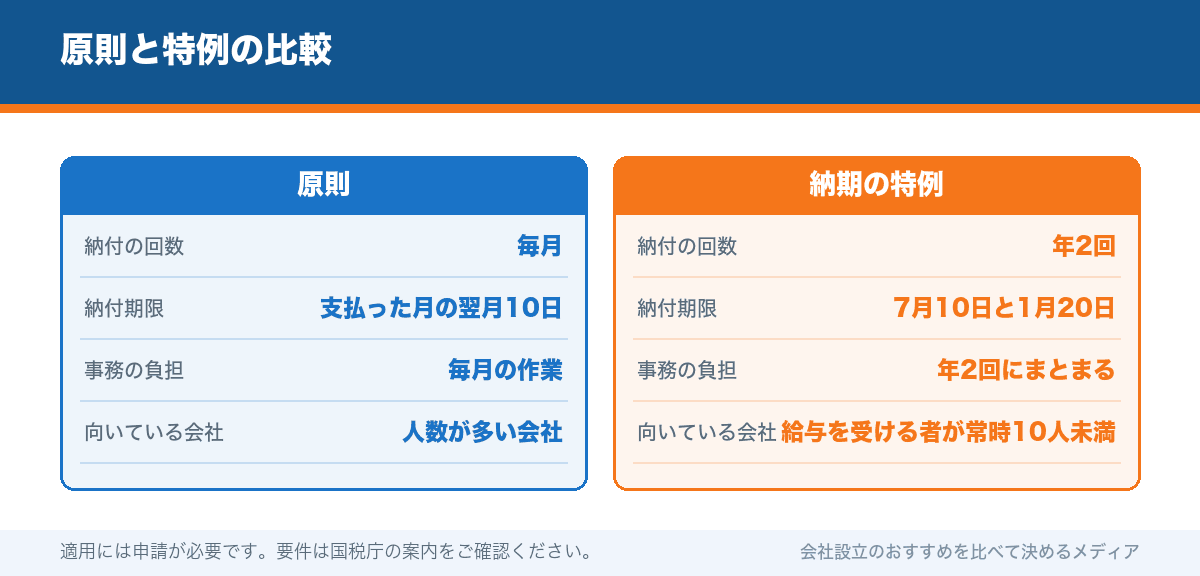原則と特例の比較