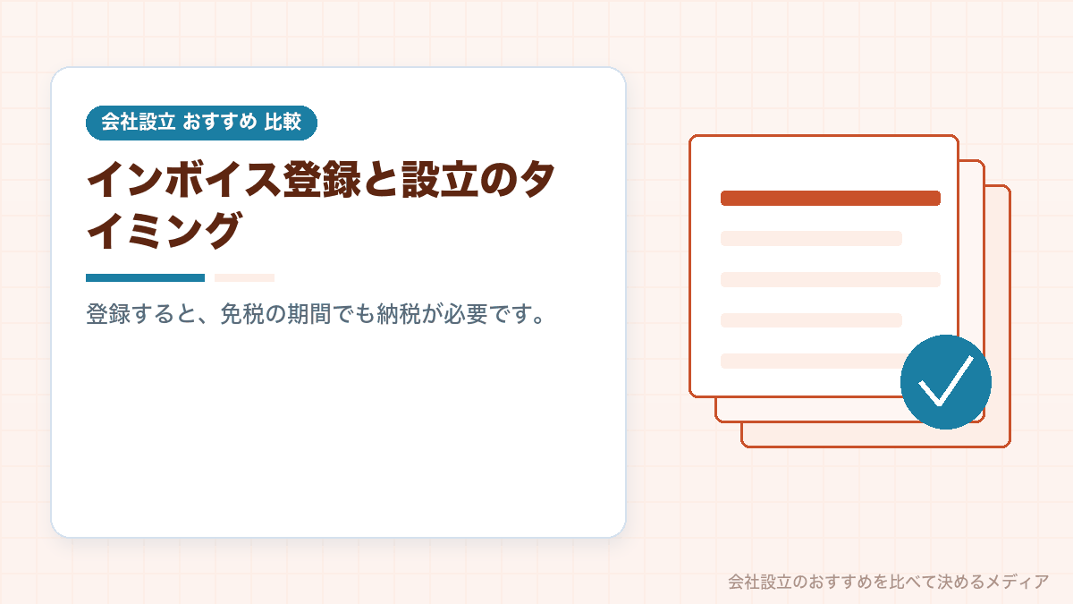 インボイス登録と会社設立の時期の関係を示したイラスト