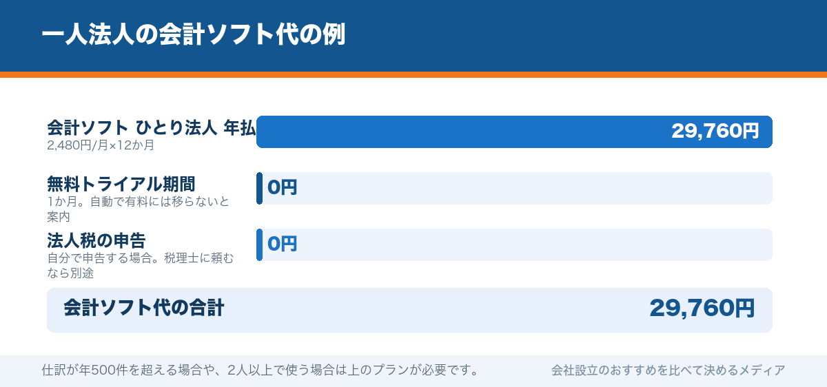 一人法人の会計ソフト代の例
