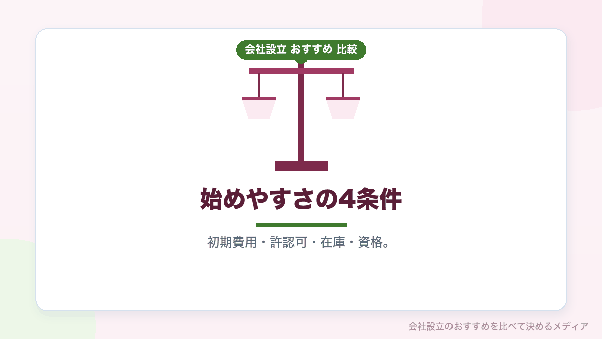 起業しやすさを4つの条件で比較したイラスト