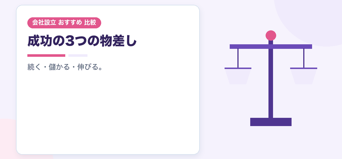 起業で成功しやすい業種は？｜存続・黒字・売上の伸びの3つの物差しで、公的な追跡調査をもとに比較｜会社設立のおすすめ比較