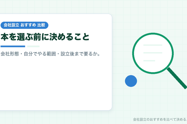会社設立の本のおすすめな選び方｜発行年・改訂・法改正への対応で書籍を比較するの会社設立おすすめ比較イラスト