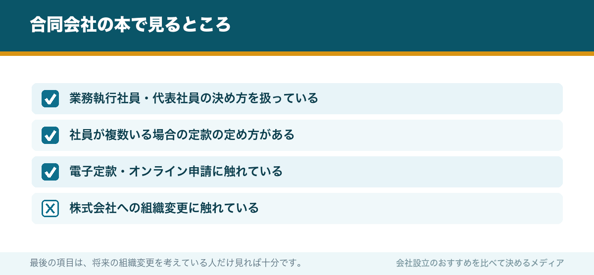 合同会社の本で見るところ