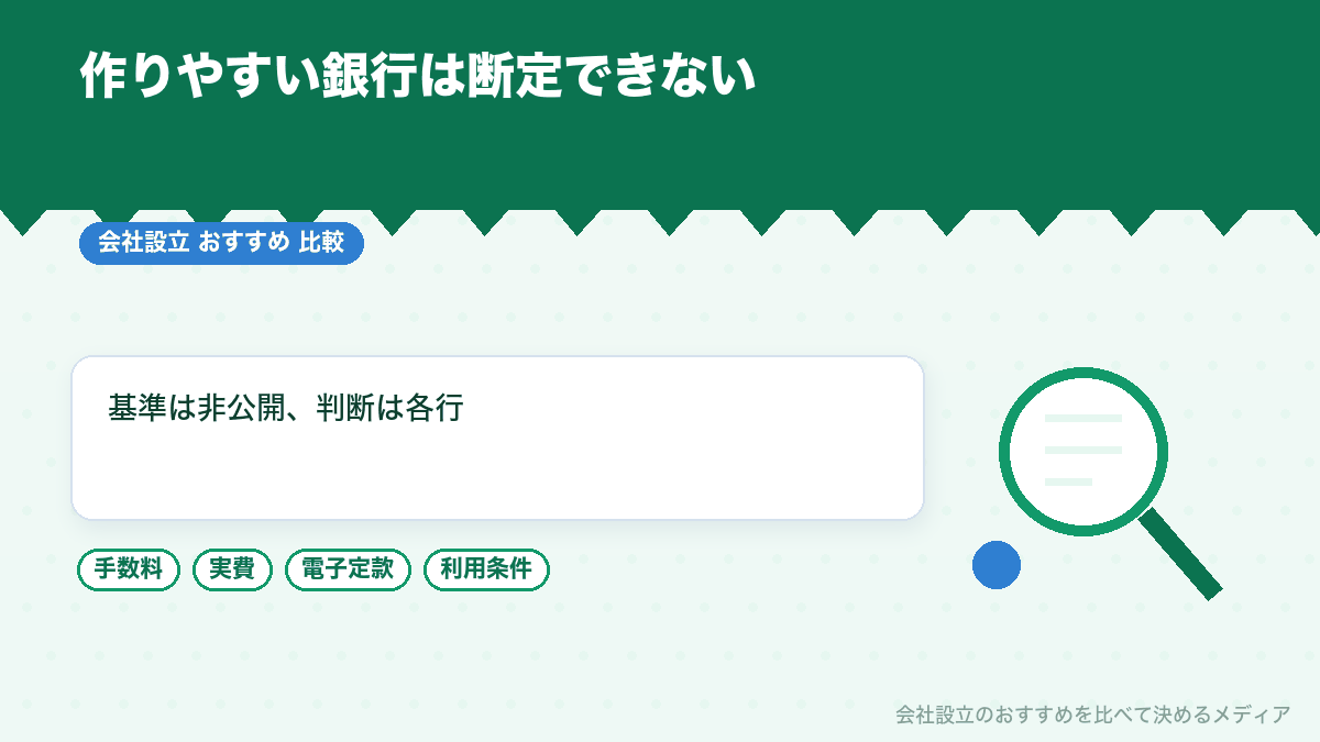 開設しやすい法人口座を断定できない理由を示したイラスト