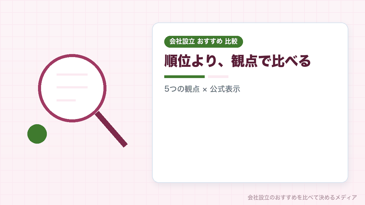 法人口座のネット銀行を観点別に比較する考え方のイラスト
