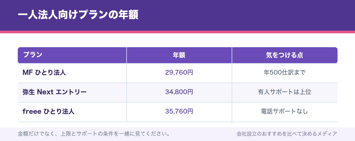 一人法人向けプランの年額