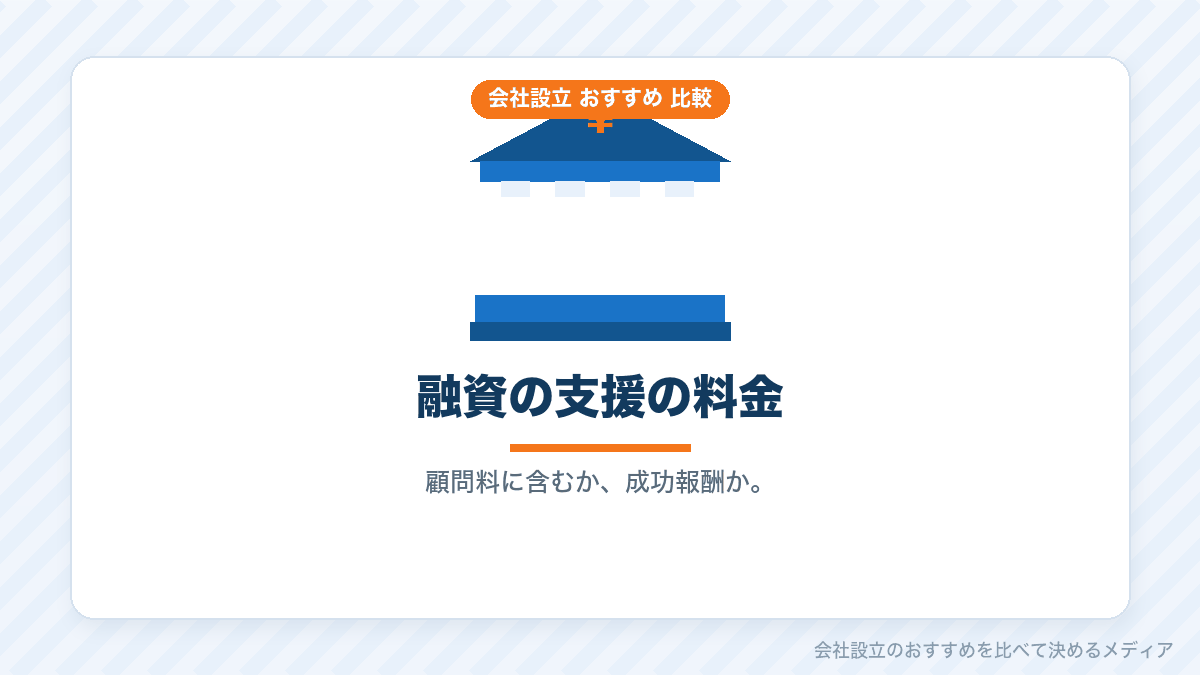 資金調達や創業融資の支援の料金の見方を示したイラスト